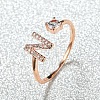 Brass Micro Pave Cubic Zirconia Cuff Rings for Women FS-WGA4C54-14-1