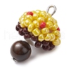 Seed Beads & Natural Tiger Eye Beaded Charms PALLOY-MZ00333-03-3