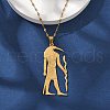 304 Stainless Steel Egyptian Ancient God Anubis Pendant Necklaces NJEW-D318-06G-1