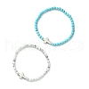 2Pcs 2 Style Natural Howlite & Synthetic Turquoise & 304 Stainless Steel Cross Beaded Stretch Bracelets Set BJEW-JB09465-01-1