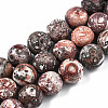 Natural Leopard Skin Jasper Round Beads Strands G-S182-12mm-1