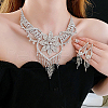 Flower Brass & Alloy Crystal Rhinestone Bib Necklaces & Stud Earrings Sets FS-WG691FB-01-3