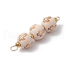 2Pcs 2 Colors Wood and Acrylic Round Beaded Corss Connector Charms PALLOY-JF03424-5