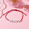 Heart with Word 2024 Acrylic Braided Bead Bracelet BJEW-JB09780-01-2