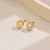 Elegant Roman Style 304 Stainless Steel Flat Round Stud Earrings BO7793-1-3