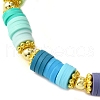 Polymer Clay Disc & Alloy Round Beaded Stretch Bracelet BJEW-JB09638-01-2