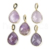 Natural Amethyst Faceted Teardrop Pendants G-B126-04G-09-1
