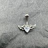 Heart with Wings Brass Crystal Rhinestone Curved Barbell Belly Rings FS-WG4497F-01-2