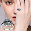 Flat Round with Tree of Life Pattern Brass with Natural Shell Finger Rings FS-WG27692-02-3