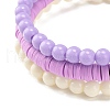 3Pcs Handmade Polymer Clay Heishi Surfer Stretch Bracelets Set with Glass Pearl BJEW-JB08072-6