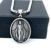 Retro Greek Mythology Stainless Steel Religion Embossed Saint Pendant Necklaces DK4418-11-1