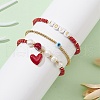 Mother's Day Jewellery 3Pcs 3 Style Natural Pearl & Glass & Acrylic Word Stretch Bracelets Set BJEW-TA00319-4
