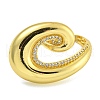 Rack Plating Brass Micro Pave Cubic Zirconia Cuff Rings for Women RJEW-I107-11G-2
