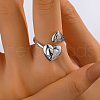 925 Sterling Silver Heart Open Cuff Rings for Women WZ9859-3