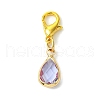 12Pcs 6 Colors Teardrop Brass Glass Pendant Decorations HJEW-JM02738-3