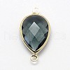 Golden Tone Brass Glass Teardrop Links connectors GLAA-J010A-02G-2