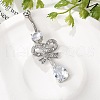 Alloy Crystal Rhinestone Dangle Curved Barbell Belly Rings AJEW-R007-04P-05-2