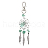 Woven Net/Web with Feather Alloy Pendant Decorations HJEW-JM03002-4