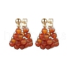 3Pairs Brass Natural Agate & Natural Amethyst & Natural Apatite Hoop Earrings EJEW-TA00620-3