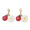 Ladybug & Flower Alloy Enamel Pendant Decoration HJEW-JM02600-2