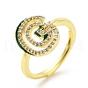 Mixed Color Enamel Initial Letter Adjustable Ring with Clear Cubic Zirconia RJEW-P045-01G-G-4