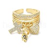 Rack Plating Brass Micro Pave Cubic Zirconia Open Cuff Rings RJEW-C076-08B-G-2