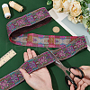 7M Ethnic Style Polyester Flower Jacquard Ribbons OCOR-WH0091-72A-02-3