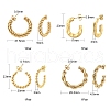 4 Pairs 4 Style 304 Stainless Steel Twist Rope & Oval & Ball Beaded C-shape Stud Earrings EJEW-TZ0001-01-4
