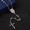 Non-Tarnish Crucifix Cross Stainless Steel Rosary Bead Necklaces X-NJEW-O096-27-2