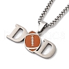 202 Stainless Steel Enamel Box Chain Sport Ball Pendant Necklaces for Men NJEW-K380-01A-03-1