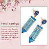 ANATTASOUL 4 Pairs 4 Colors Alloy Enamel Pencil Dangle Stud Earrings for Teachers' Day EJEW-AN0004-86-3