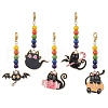 5Pcs 5 Styles Halloween Cat Alloy Enamel Pendant Decorations HJEW-JM01928-1