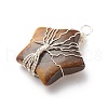 Natural Tiger Eye Pendants PALLOY-JF01635-03-2