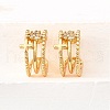 Brass Micro Pave Clear Cubic Zirconia Cuff Earrings EJEW-F370-36G-4