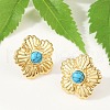 304 Stainless Steel Synthetic Turquoise Stud Earrings for Women EJEW-U046-15G-3