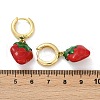 Strawberry Brass Enamel Hoop Earrings EJEW-F895-21A-G-5