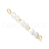 Faceted Round Natural Quartz Crystal & Howlite & Rainbow Moonstone Beaded Connector Charms PALLOY-JF03530-05-2