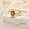 Fruit Themes Brass Pave Cubic Zirconia Cuff Open Rings for Women FC9265-9-2