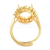 Rack Plating Oval Brass Micro Pave Cubic Zirconia Adjustable Ring Components KK-Q819-10G-3