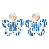 Brass Printing Acrylic Butterfly Dangle Stud Earrings EJEW-JE06431-03-2