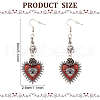 ANATTASOUL 1 Pair FireBrick Enamel Rose with Heart Evil Eye Long Dangle Earrings EJEW-AN0002-15-2
