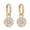 Brass Micro Pave Cubic Zirconia Huggie Hoop Earrings EJEW-K083-25G-B-1