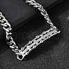 Brass Micro Pave Clear Cubic Zirconia Rectangle Link Bracelets BJEW-F498-01A-P-4