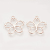 Rack Plating Alloy Open Back Bezel Pendants PALLOY-R099-31RG-FF-1