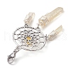 Alloy Woven Net/Web with Natural Yellow Quartz Pendants Decorations HJEW-TA00194-01-4