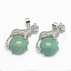 Natural Green Aventurine Pendants KK-E757-C-03P-1