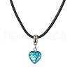 Heart with Fish Scale Shape 304 Stainless Steel with Resin Pendant Necklaces NJEW-JN04571-2