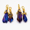 Electroplate Golden Wire Wrapped Gemstone Natural Crystal Pendants G-L133-07C-1