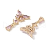Brass Micro Pave Clear Cubic Zirconia Pendants KK-S367-10C-2