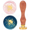 Brass Wax Seal Stamps with Wood Handle AJEW-WH0412-0049-1